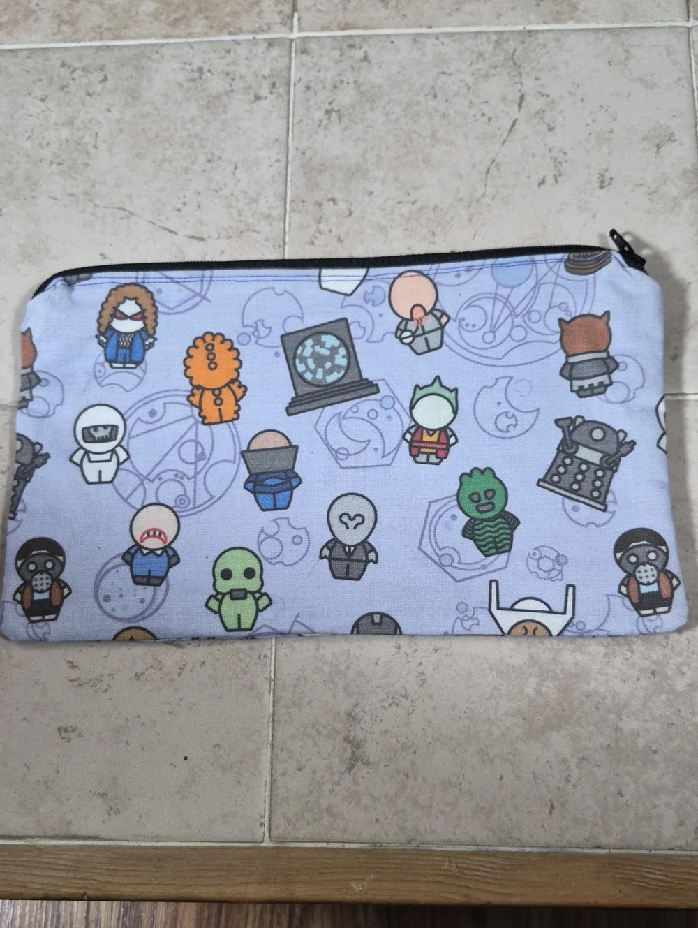 chibi-style cartoon pattern of Dr Who
